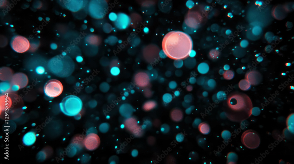 Poster Vibrant multicolored bokeh background with varied shapes for creative design
