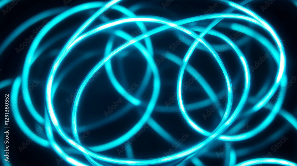 Poster abstract neon blue light trails background for modern design concepts