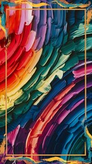 Abstract spectrum brush strokes textured art frame background