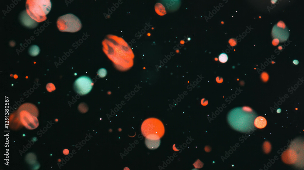 Poster Abstract neon bubbles floating in geometric pattern for dynamic design