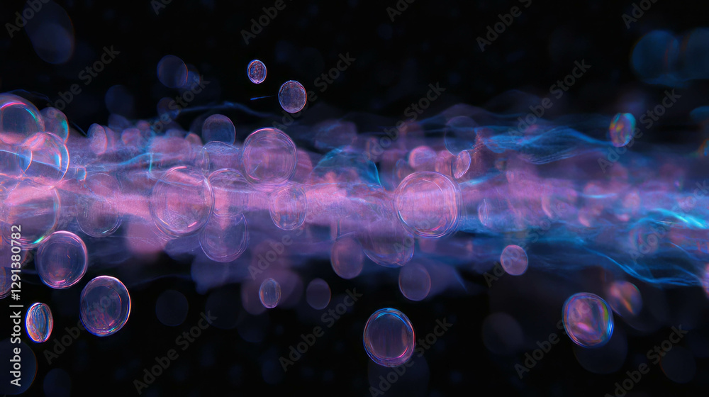 Poster vibrant neon bubbles with subtle animation effect