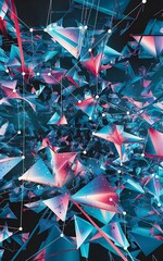 Matrix of countless blocks abstract polygonal space triangles with connecting dots and lines innovation concept for your design