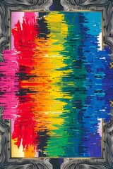 Abstract spectrum brush strokes textured art frame background