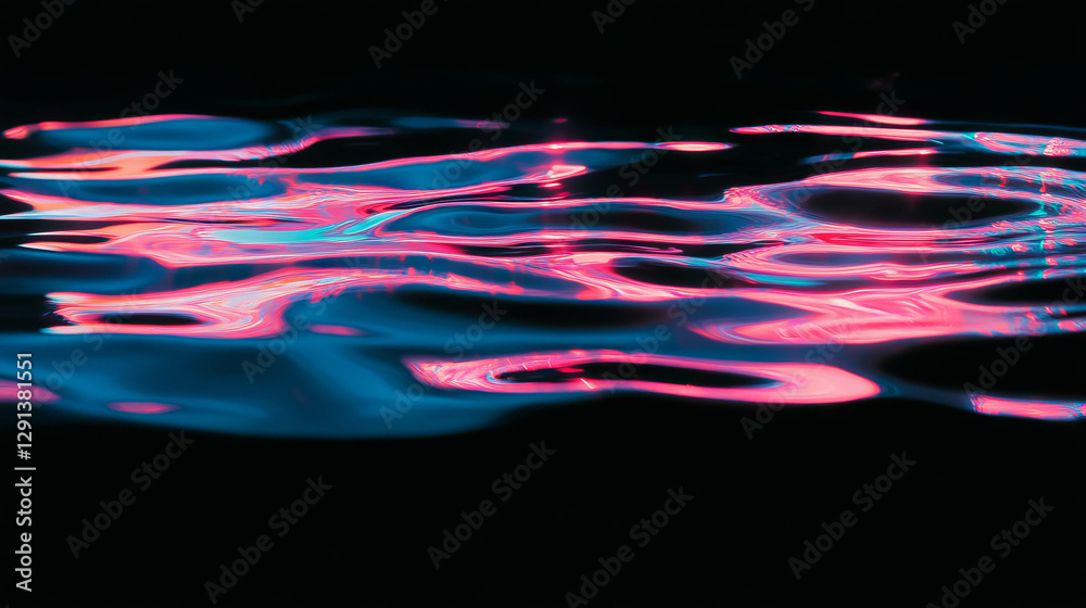 Poster abstract neon light reflections on water surface for modern design concepts
