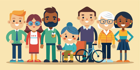 Vector cartoon illustration Embracing Diversity: Inclusive Workplaces for All