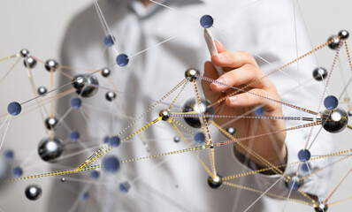 Connecting lines and dots.Big data visualization