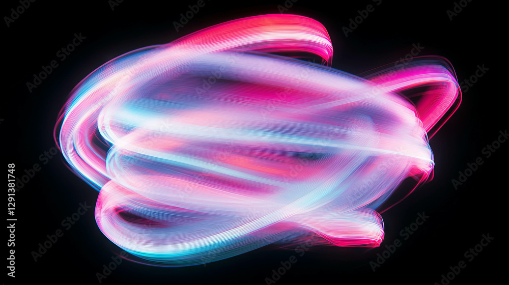 Poster abstract neon light flowing swirls on dark background for modern design