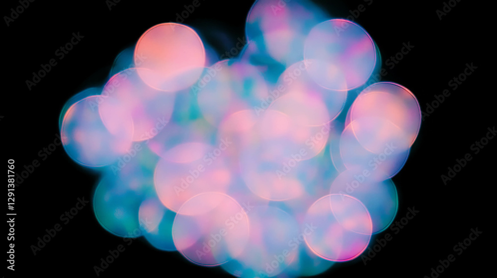 Poster vibrant neon light gradient with multicolored bokeh effect for creative design