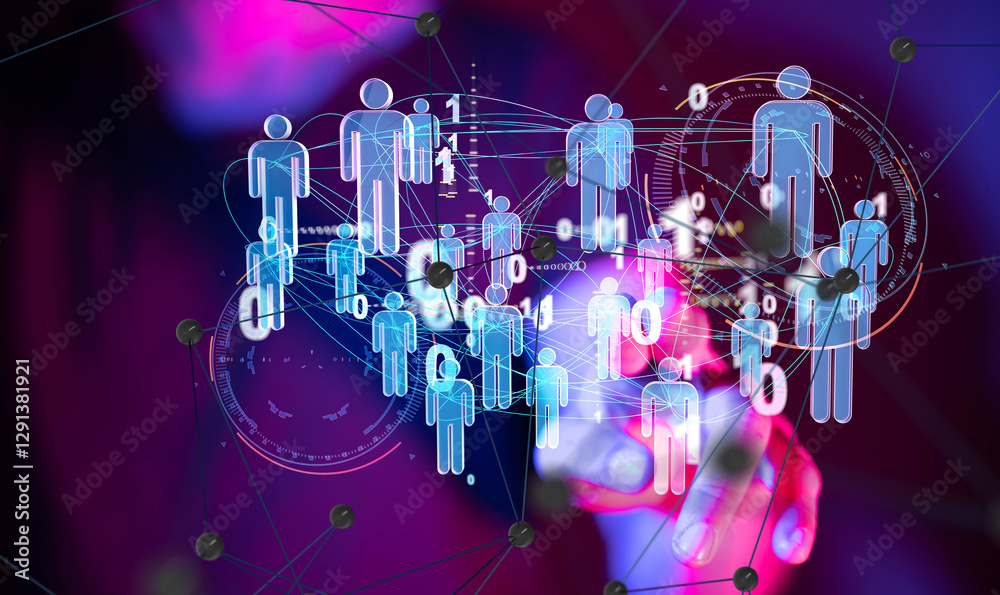 Aufkleber abstract technology group and data 3d