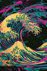 Abstract wave color retro grunge background