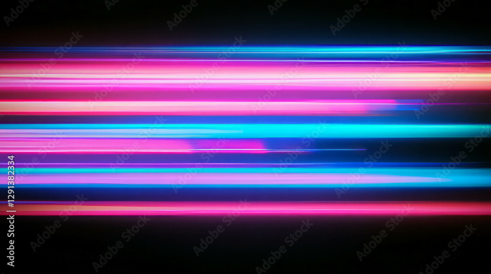 Poster futuristic neon light trails and dynamic blurred motion for vibrant background design