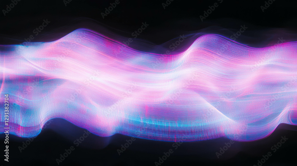 Poster Abstract neon light wave background with subtle glow effect