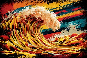 Abstract wave color retro grunge background