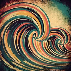 Abstract wave color retro grunge background