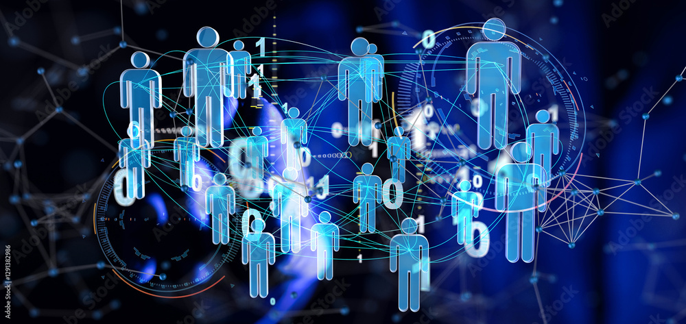 Aufkleber abstract technology group and data 3d