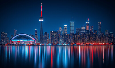 Modern City Skyline at Night