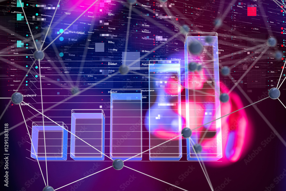 Poster diagram futuristic wave, futuristic data stream