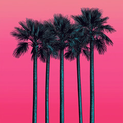 Vibrant Pink Palm Trees Against the Sky