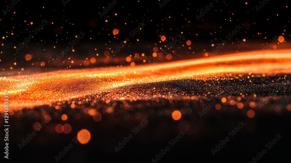 Poster warm orange bokeh and light sparkle background for festive design