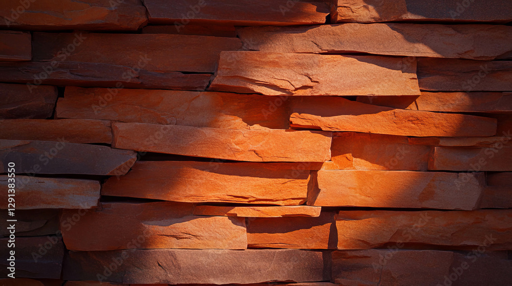 Poster rustic orange stone wall texture for architectural design and background use