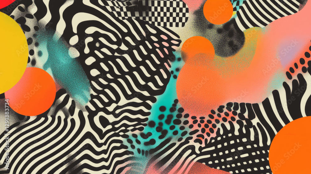 Aufkleber Vibrant abstract design with bold overlapping patterns for modern art projects