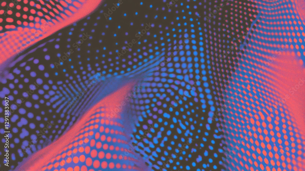 Fototapete Vibrant abstract composition with overlapping forms and polka dot patterns