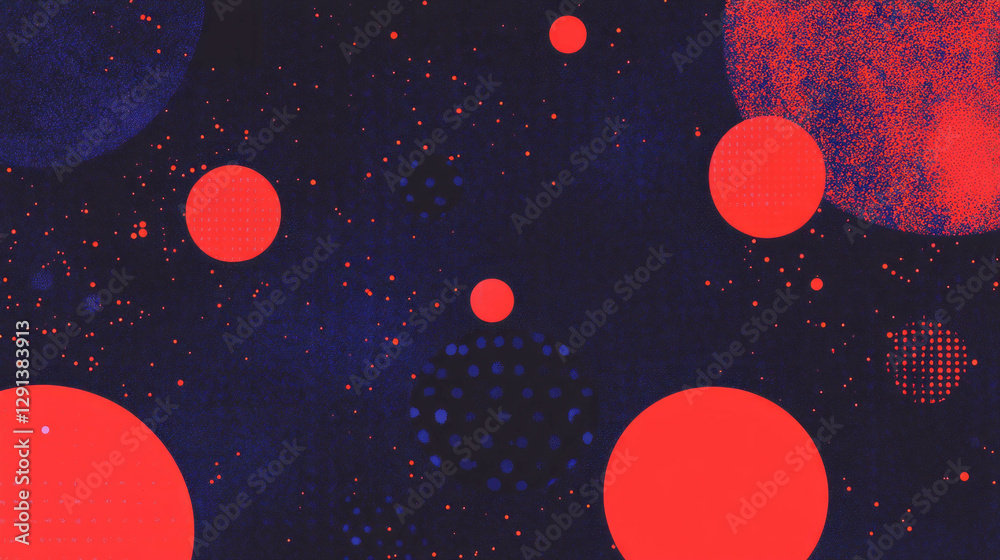 Poster abstract overlapping forms with vibrant polka dots for contemporary design