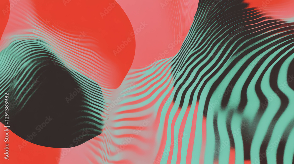 Poster vibrant abstract shapes with dynamic overlapping stripes for modern design