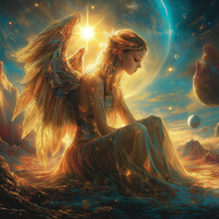 Angel in a Fiery Landscape