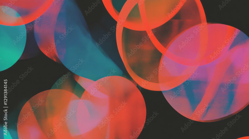 Poster Vibrant geometric pattern with overlapping circles and triangles for creative background design