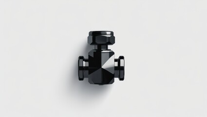 Metal Geometric Valve Icon on White Background Shiny Grey Metalic Plumbing Valve For Industrial Water Control