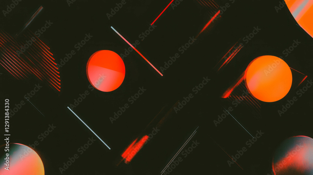 Poster Abstract geometric design with overlapping circles and triangles for modern background use