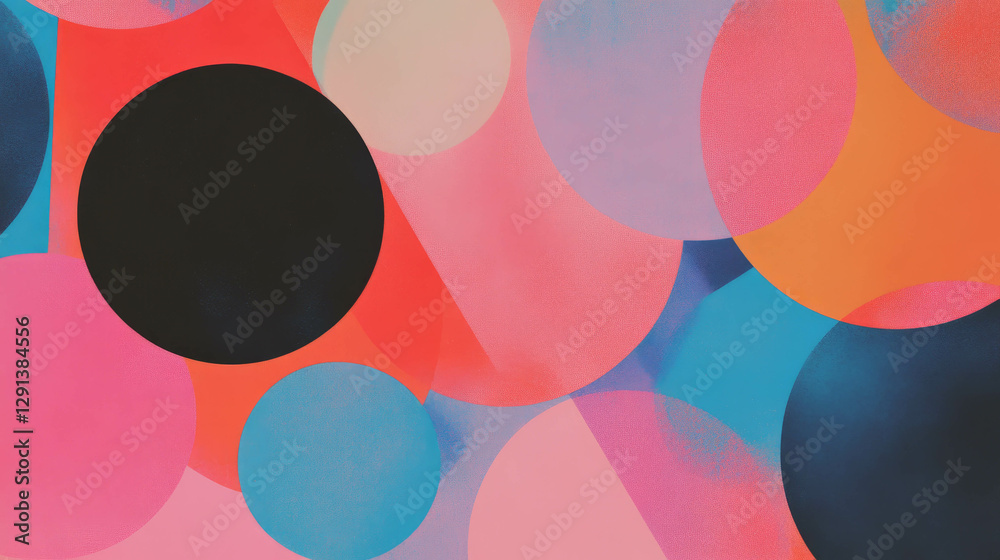 Poster Vibrant abstract background with overlapping circles and triangles