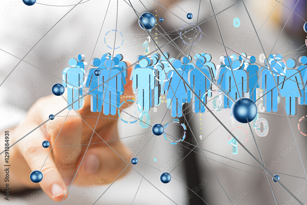 Poster abstract technology group and data 3d
