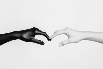 Black and White Hands with Sensual Touch