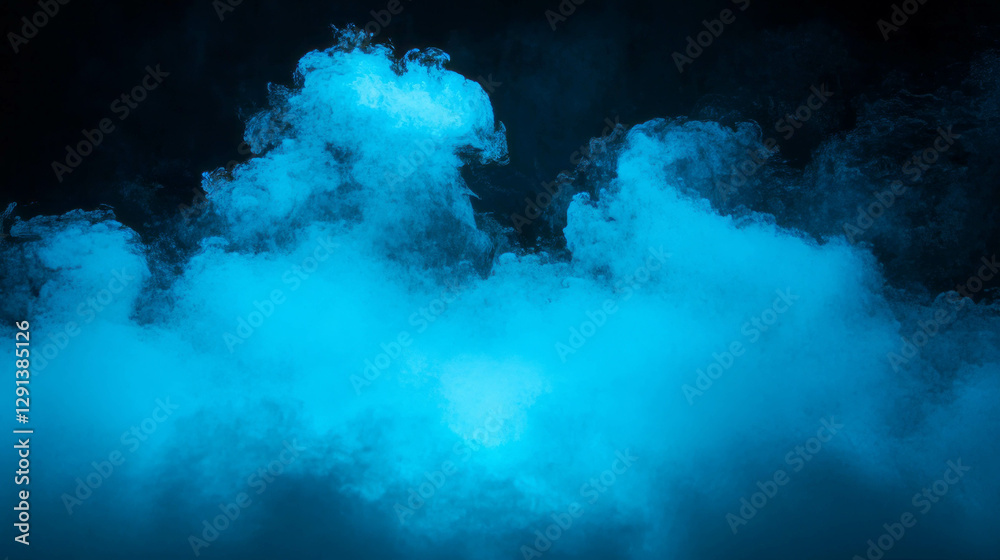 Poster ethereal blue mist background with soft dreamy glow for visual design