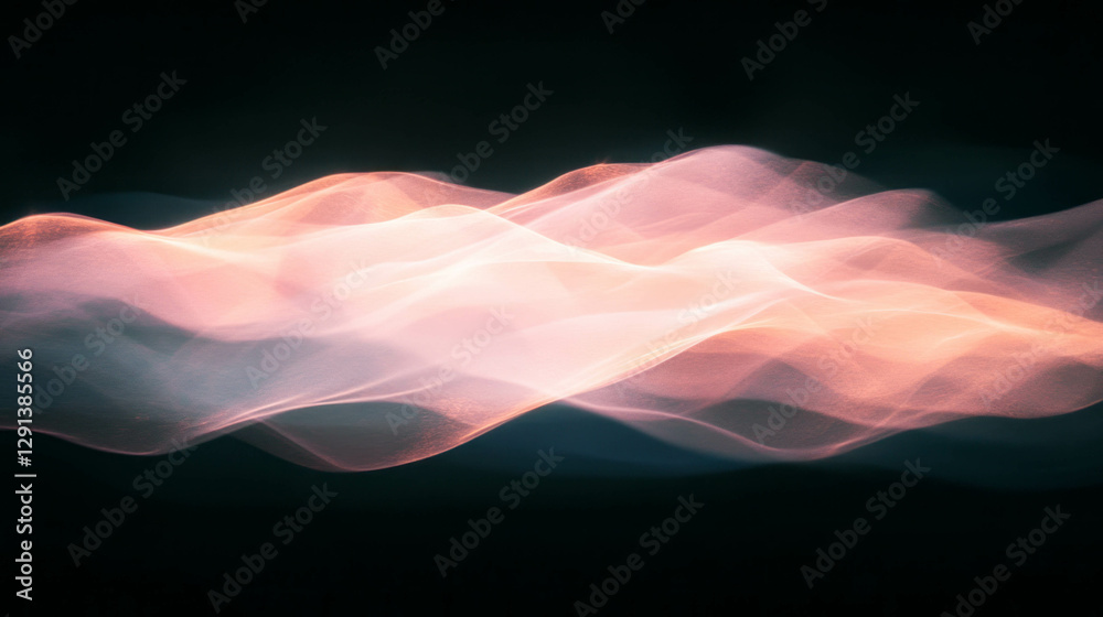 Poster ethereal peachy pink light waves for elegant design background