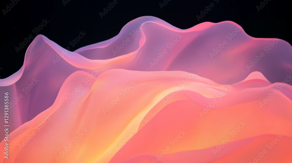 Poster soft peachy pink light background with flowing abstract waves for design and decoration