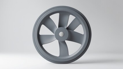 Fototapeta premium Sleek Gray Flywheel Icon with Eight Blades on White Background Minimalist Modern Design and Simple Geometric Form