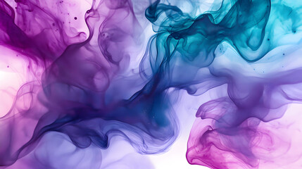 A close-up of purple and teal smoke, dark turquoise and light magenta
