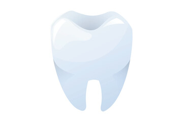 Vector cartoon Shiny white tooth isolated on a white background. Clean and healthy molar illustration for dental care, oral hygiene, and stomatology concepts.