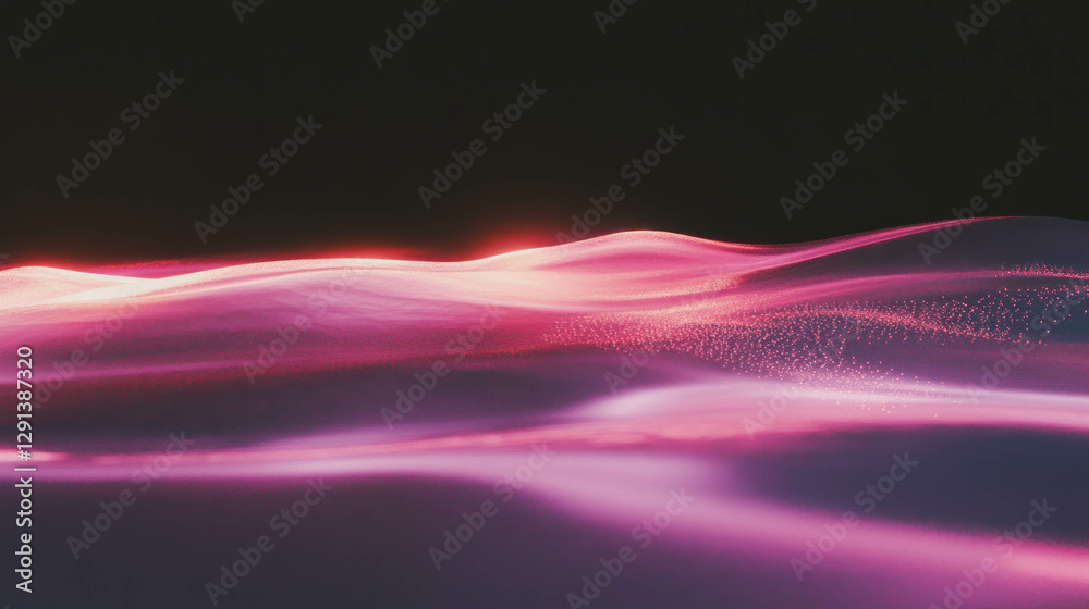 Poster ethereal pink light waves with soft glowing intensity for abstract design or background