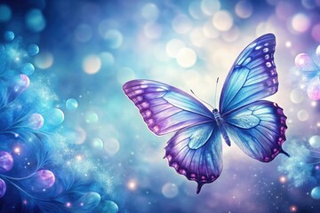 Delicate butterfly wings in shades of blue and purple on a white background, floral pattern, butterfly wallpaper, abstract art