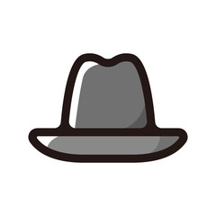 Pork pie hat illustration icon.Simple vector outline, clipart for graphic design.