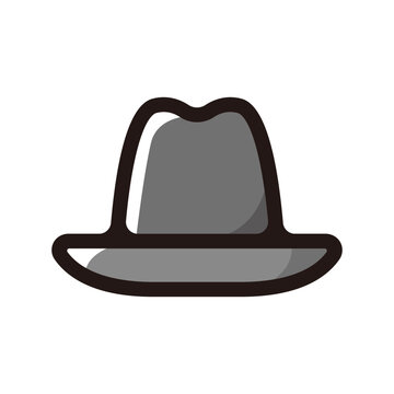 recommend clip art: Pork pie hat illustration icon.Simple vector outline, clipart for graphic design.
