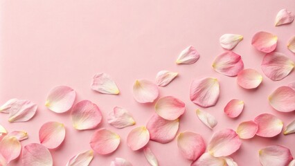Fototapeta premium Delicate watercolour petals on a soft pink background, whimsical design, floral patterns