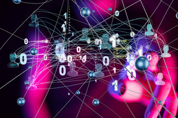 Abstract technology group and data 3d