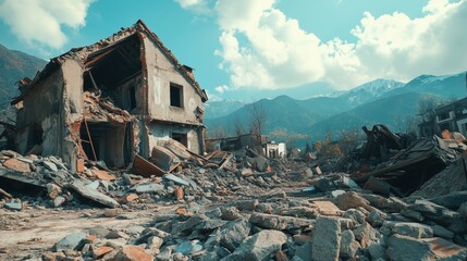 Dust lingers in the air as debris from the collapsed home scatters across the rocky terrain, a haunting reminder of nature&rsquo;s power.