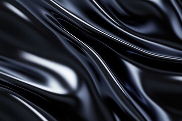 Fototapeta premium Sleek black surface undulates gracefully, showcasing reflections