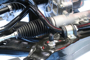 Drive system in electric cars. electric system of car front driving axle in the car. elements of...